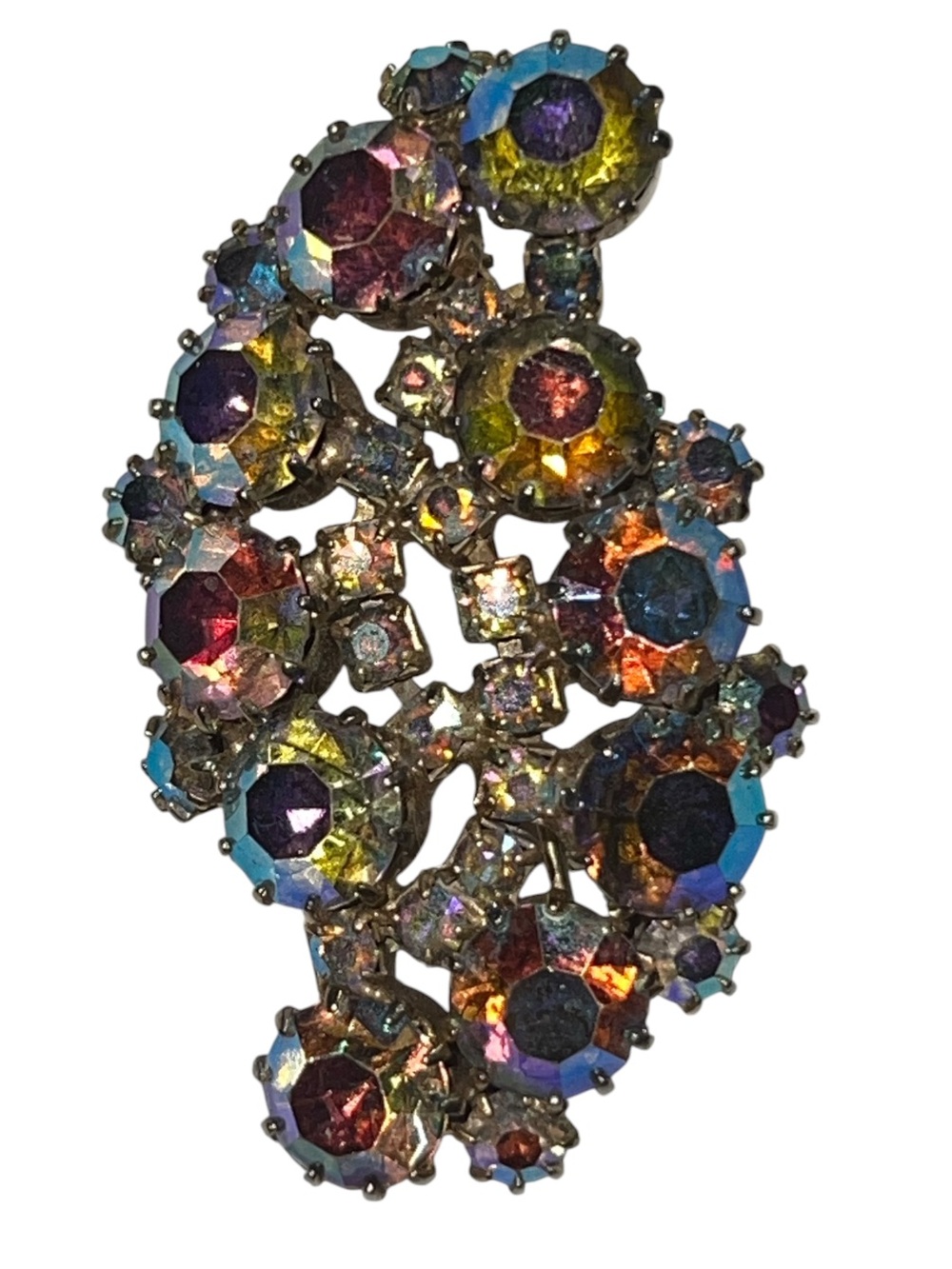 Vintage Karu Arke AB Rhinestone Crystal Gold Tone Statement Brooch